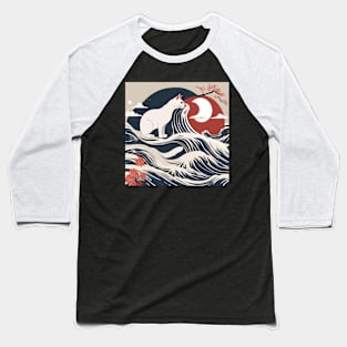 cat and moon japanese art syle Baseball T-Shirt